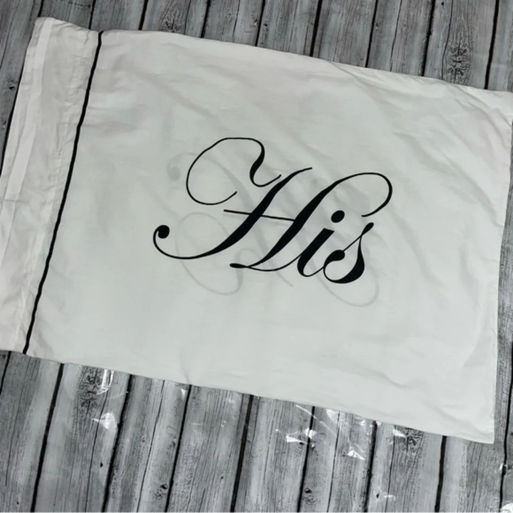 “His” Groom Wedding Standard Pillowcase White & Black